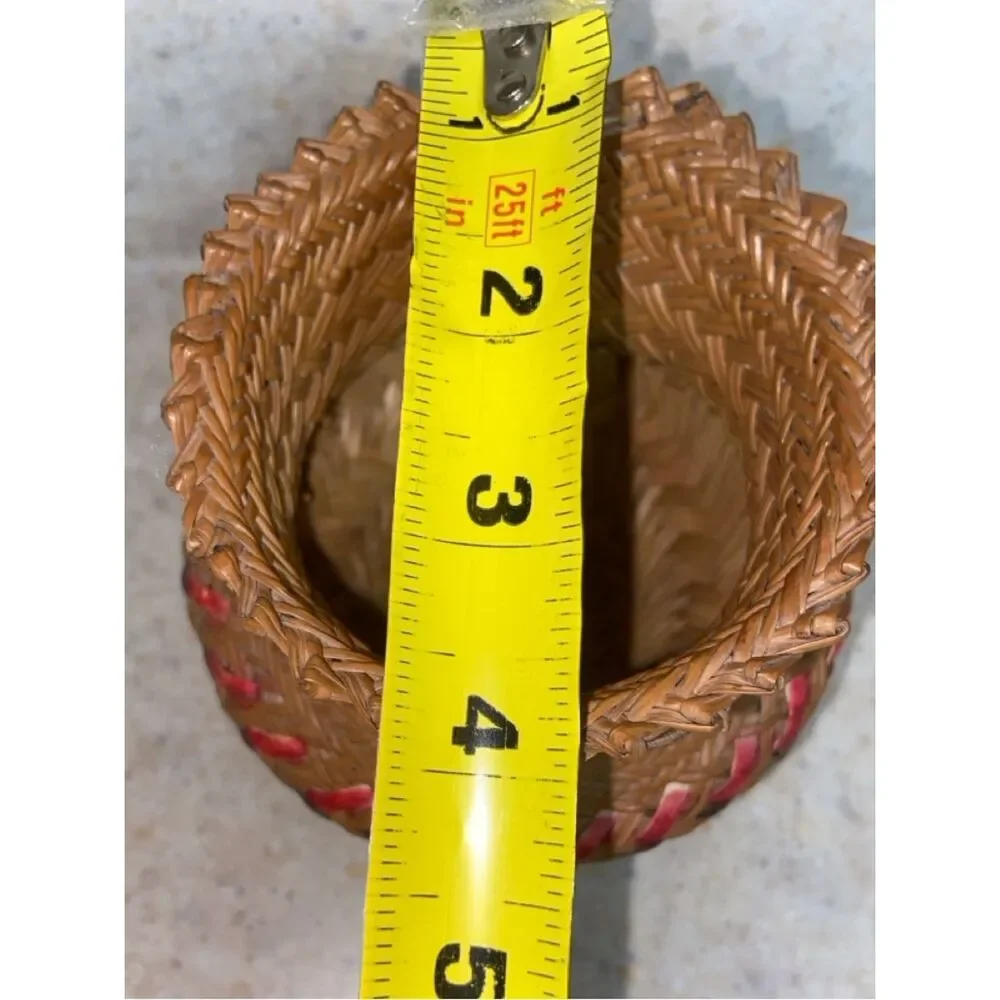 Tarahumara Pot Basket Mini Handwoven Decorative Woven Vase in Brown and Red